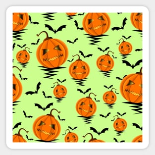 Halloween Pattern with Pumpkins and Bats Sticker